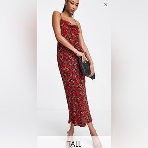 Topshop Tall Rose Midi Slip Dress